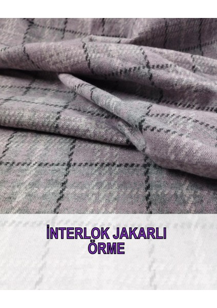 Lila Gri Renklerde Jakarlı Örme En: 150