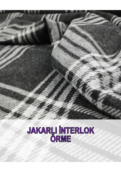 Siyah Gri Renklerde Jakarlı Örme (En 140 cm x Boy 260 Cm)