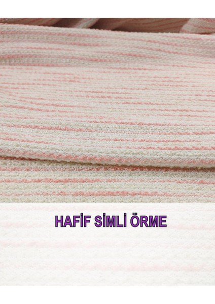 Simli Örme Krem Pembe Renklerde En: 130 cm