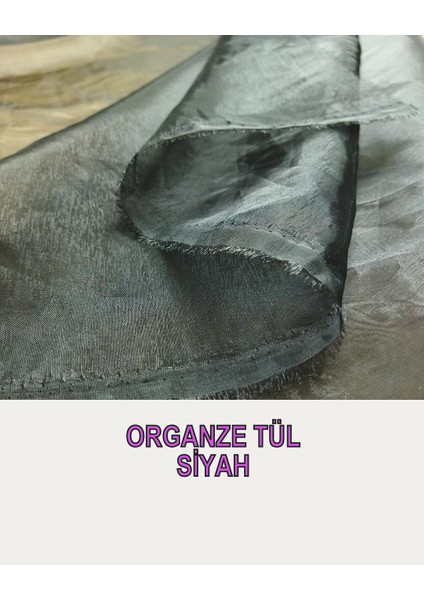 Siyah Yanar Döner Organze Tül En: 140