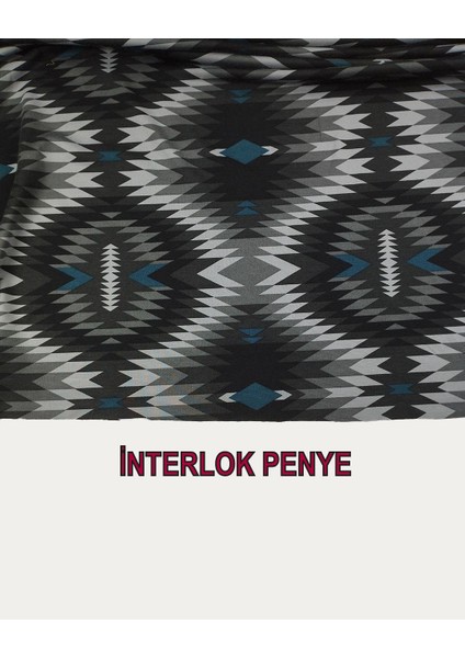 Interlok Örme Gri Siyah Turkuaz Renklerdeen: 150 cm