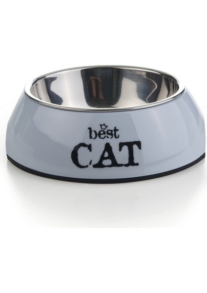 Kedi Mama Su Kabı, Paslanmaz Çelik, Gri, 14CMX4,5CM, 160ML Glstd