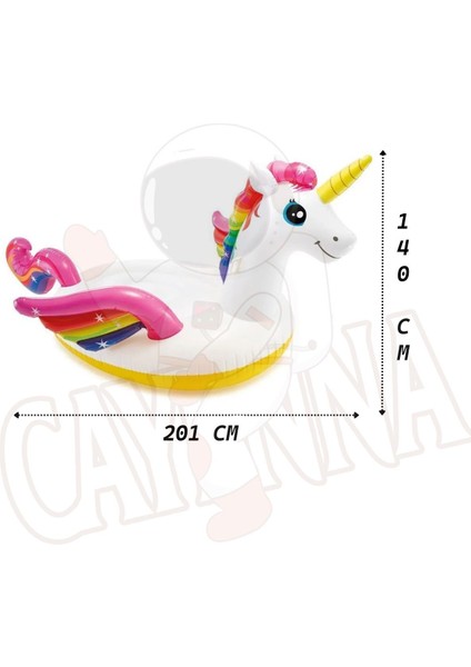 Unicorn Tek Boynuzlu Tutamaçlı Mega Boy Ada Binici At Havuz, Deniz 201cm X 140cm X 97cm Pompa, Yama fiyatları