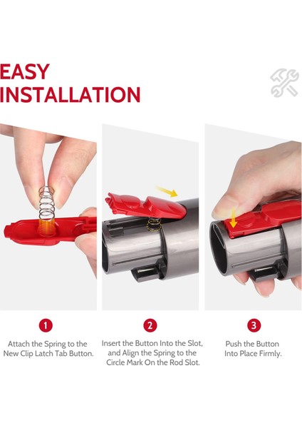 6 Adet Asa Borusu/temizlik Başlığı Klipsi Mandal Sekmesi Düğmesi Dyson V7 V8 V10 V11 V15 Elektrikli Süpürge Yedek Alet Düğmesi Yaylı (Yurt Dışından)