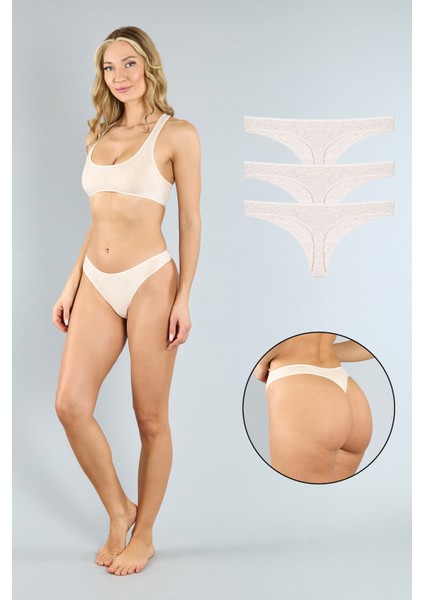 Pamuklu Siyah Tanga Külot 3'lü Paket