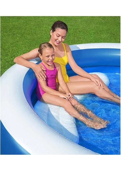 Gölgelikli Ve Havuz Içinde Oturmalı Aile Büyük Boy Şişme Havuz 2.41 X 2.41 X 1.40 M.