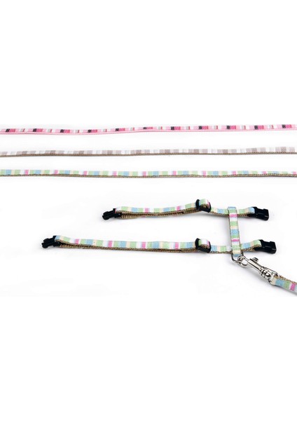 Yavru Kedi Göğüs Tasması ve Gezdirme Kayışı, 120CM, Pembe, 15-33CM Glstd