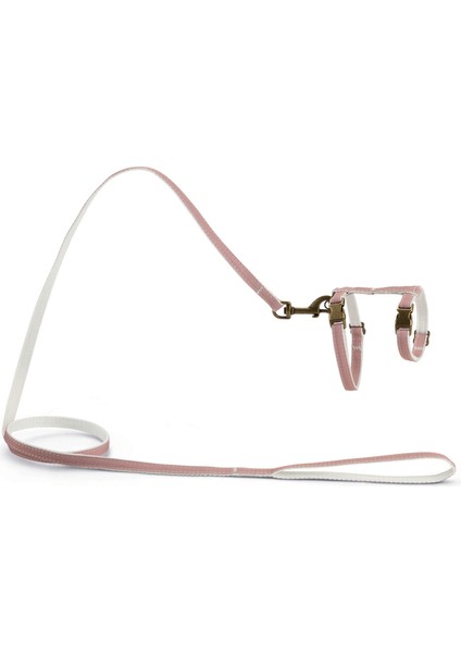 Dbl Kedi Göğüs Tasması ve Gezdirme Kayışı, 130CM, Pudra Pembe, 27-45CM Glstd