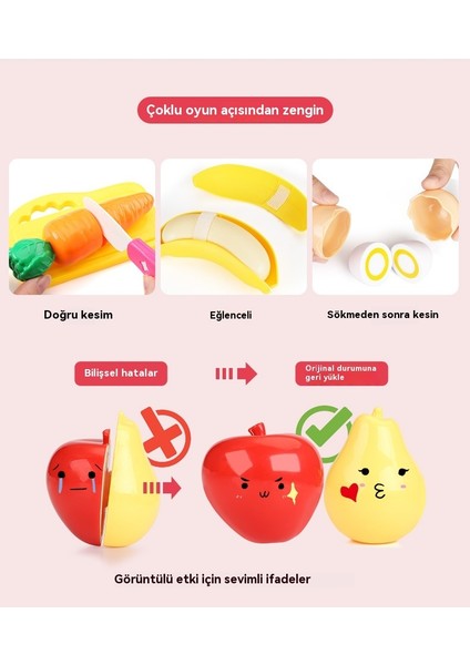Çocuk Meyve Kesme Mutfak Oyun Evi Doğum Günü Pastası Pizza Sebze Mutfak Oyuncak Seti (Yurt Dışından)