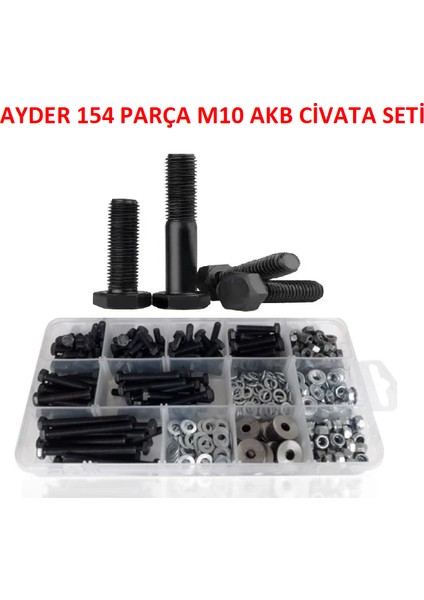 154 Parça M10 Akb Civata Somun ve Pul Seti