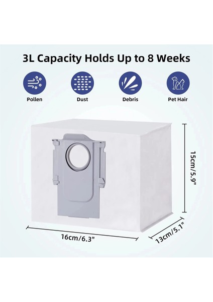 Roborock S8+ / S8 Pro Ultra / S7 Maxv Ultra / S7 Pro Ultra / Q7+ / Q7 Max+ / Q5+ Vakumlu Otomatik Boşaltma Yerleştirme Istasyonu Için Toz Torbası (Yurt Dışından)