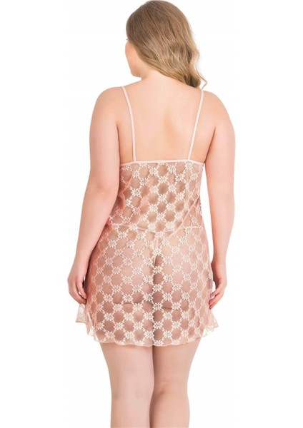 Büyük Beden Somon Kısa Tül Gecelik fiyatları