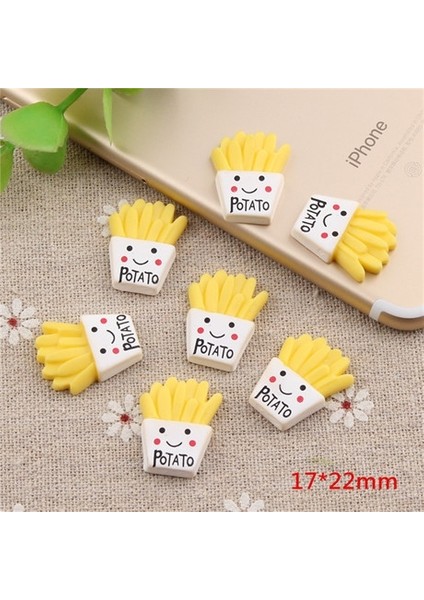 10 Pcs Patates Kızartması Reçine Çocuk Dıy Aksesuarları, Boyut: 1.7x2.2cm (Sarı) (Yurt Dışından)