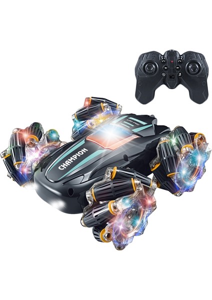 2.4g Dublör Rc Araba Drift Araba Çift Taraflı Yarış Takla Arabası Oyuncak, Stil: Tek Rc Yeşil Işık Tekerleği (Yurt Dışından)