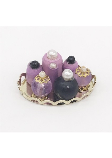 3 Parça Mini Bebek Evi Tuvalet Masası Dekorasyon Kozmetik Seti (Mor) (Yurt Dışından)