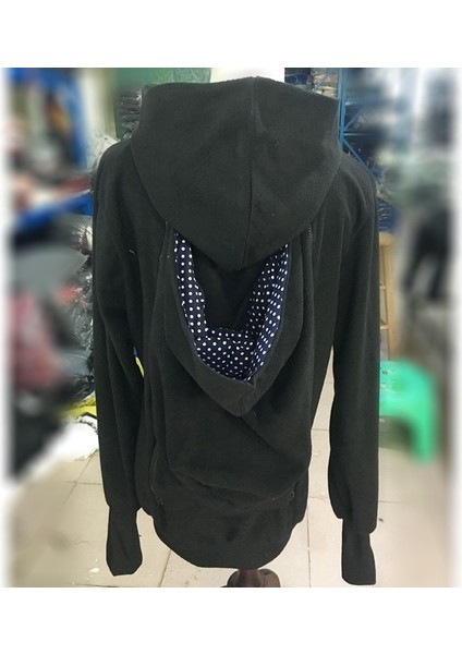 Üçü Bir Arada Çok Fonksiyonlu Anne Kanguru Fermuarlı Kapşonlu Ceket Ön Kapaklı Beden: Xxl, Göğüs: 110-116CM, BEL:91-95CM, Kalça: 116-123CM (Siyah+Mavi) (Yurt Dışından)