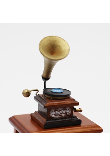 1:12 Mini Ev Oyuncak Simülasyonu Retro Gramofon Kayıtlı (Kahverengi) (Yurt Dışından)