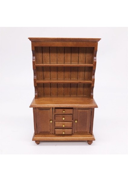 1/12 Dollhouse Minyatür Mobilya Çok Fonksiyonlu Ahşap Dolap Kitaplık (Kahverengi) (Yurt Dışından)