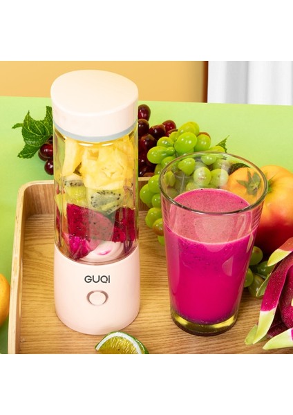 Guqi BSY002 Taşınabilir Mini Meyve Sıkacağı Kablosuz Şarjlı Meyve Suyu Makinesi(Pembe) (Yurt Dışından)
