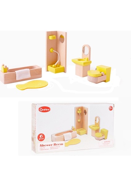 Onshine Rol Yapma Sahnesi Dıy Rol Yapma Oyunu Ahşap Mobilya Aksesuarları, Stil: Banyo (Yurt Dışından)