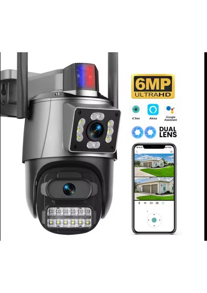 Cmr 50 Çift Kameralı 8 mp IP66 Su Geçirmez Dış Mekan Uyumlu Alarmlı Telefon Uygulamalı Güvenlik Kamerası