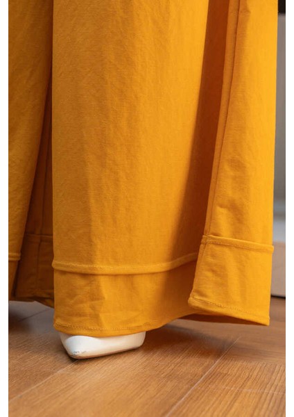 1138-ANCELINA Lastikli Pantolon Hardal fiyatları