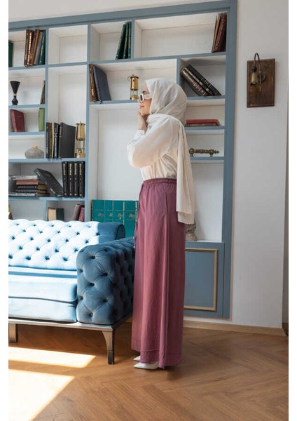 1138-ANCELINA Lastikli Pantolon Lila