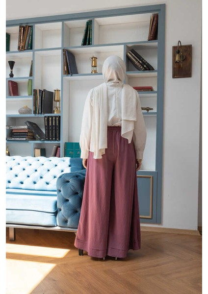 1138-ANCELINA Lastikli Pantolon Lila fiyatları