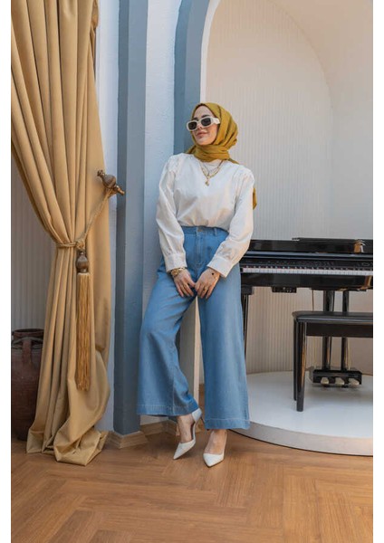 1164-PILELI Denim Pantolon Mavi