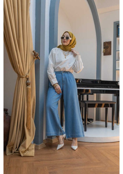 1164-PILELI Denim Pantolon Mavi modelleri