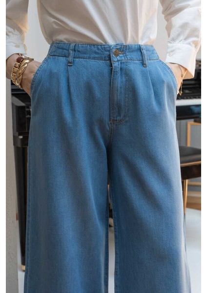 1164-PILELI Denim Pantolon Mavi indirimleri
