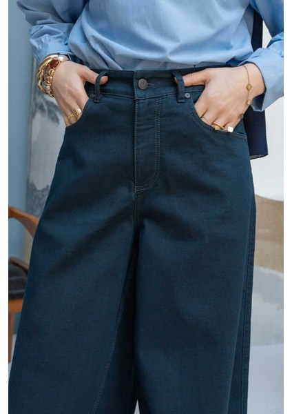 1162-DENIM Pantolon Etek Petrol fiyatları