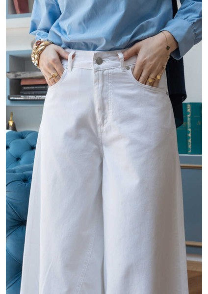 1162-GABARDIN Pantolon Etek Beyaz modelleri