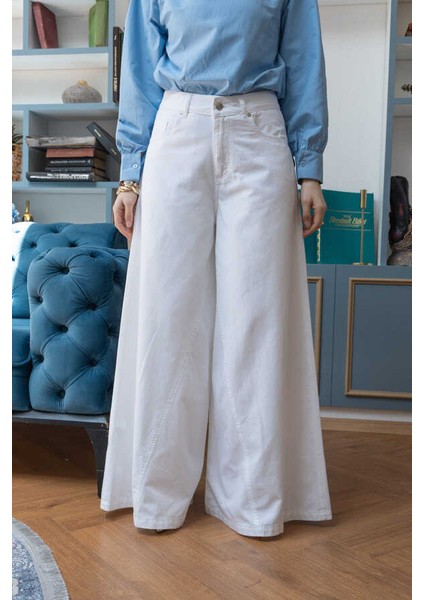 1162-GABARDIN Pantolon Etek Beyaz fırsatları
