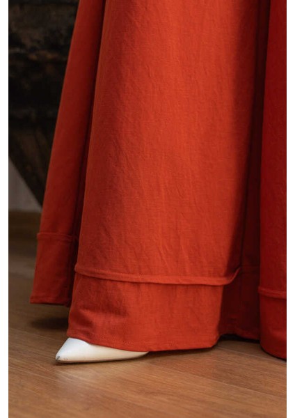 1138-ANCELINA Lastikli Pantolon Kiremit fiyatları