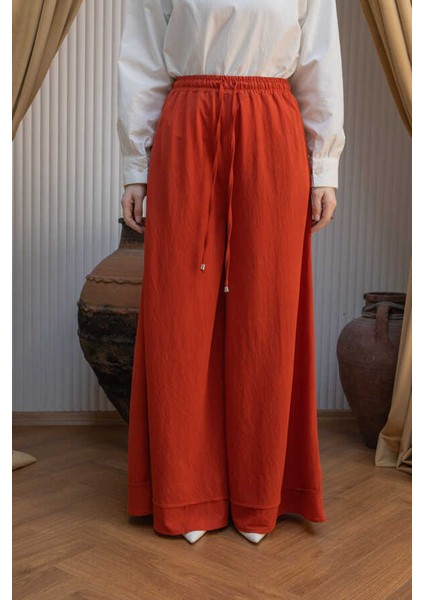 1138-ANCELINA Lastikli Pantolon Kiremit fırsatları