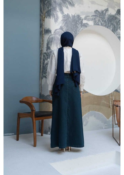2254-DENIM Klasik Etek Petrol fiyatları