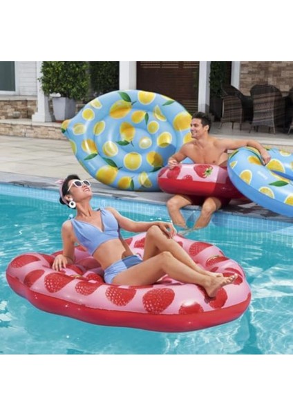 Erhnshp Havuz Float, Kokulu Ahududu Kokulu Yüzme Şezlongu, Çocuklar Ve Yetişkinler Için Desing