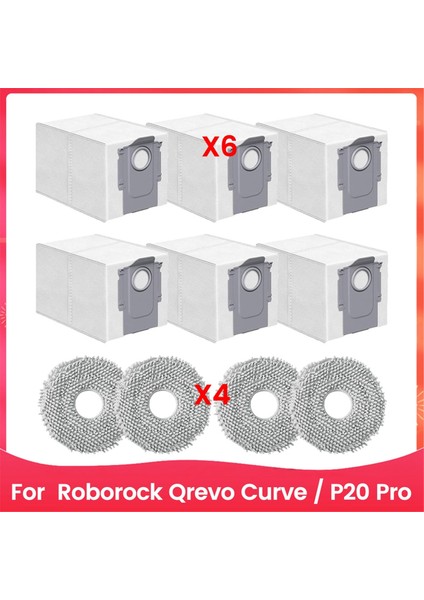 Roborock Qrevo Curve / P20 Pro Robot Süpürge Parçaları Için Yedek Aksesuar Seti Paspas Pedleri Toz Torbaları (Yurt Dışından)