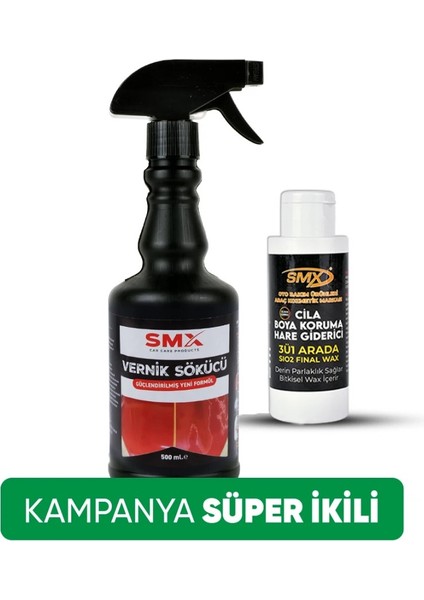 Vernik Sökücü 500 ml + Hediye 3'ü 1 Arada Cila-Boya Koruma-Hare Giderici 100 ml