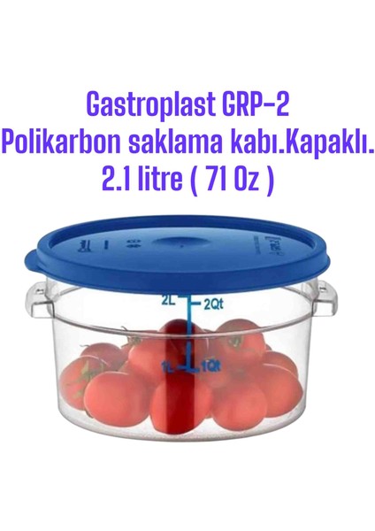 Grp-2 Polikarbon Saklama Kabı. 2.1 Litre ( 71 Oz ) Kapaklı