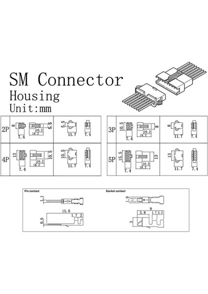 Jst Sm Konnektör Set 200 Parça Set Kutulu 2 3 4 5 Pin Erkek Dişi Terminal Konnektör Sıkmalı Pin