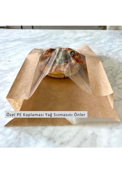 Kraft Şamua Pencereli Kese Kağıdı, Körüklü Ambalaj Poşeti, Butik Hediye Paketi, 250 Adet, 12x25 Cm