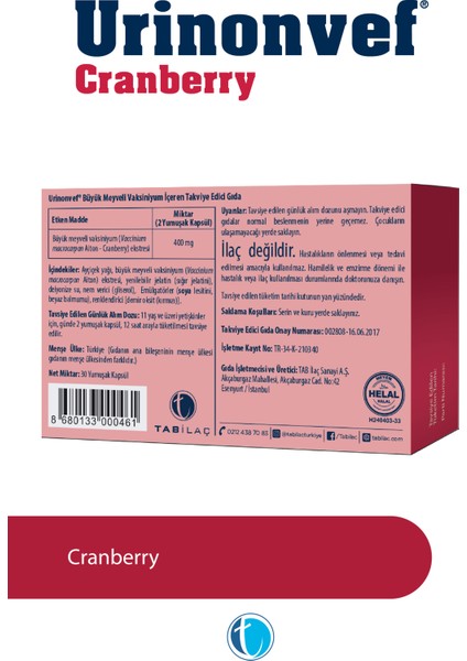 Cranberry 30 Yumuşak Kapsül