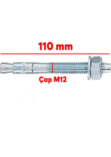 Klipsli Saplamalı Çelik Dübel M12X110 mm Raf Montaj Bağlantı Kanalları Tavan Beton Asma Aparat fiyatları