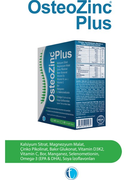 Plus 60 Tablet 30 Yumuşak Kapsül Kalsiyum Sitrat Magnezyum Malat Omega 3 Balık Yağı