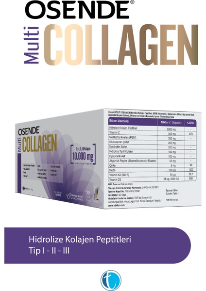 Multi Collagen Hidrolize Kolajen Peptitleri 30 Saşe