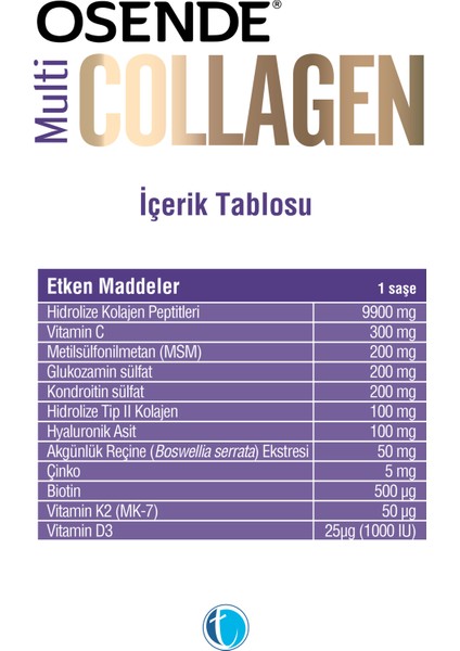Multi Collagen Hidrolize Kolajen Peptitleri 30 Saşe