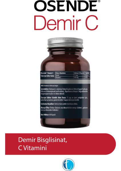 Demir C 60 Bitkisel Kapsül Demir Bisglisinat
