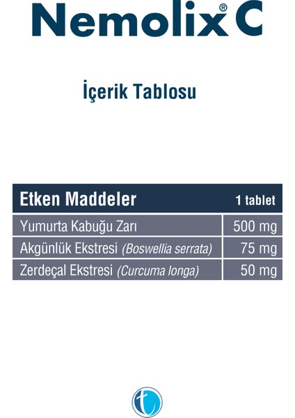 C 30 Tablet Yumurta Kabuğu Zarı Akgünlük Ekstresi Zerdeçal Ekstresi